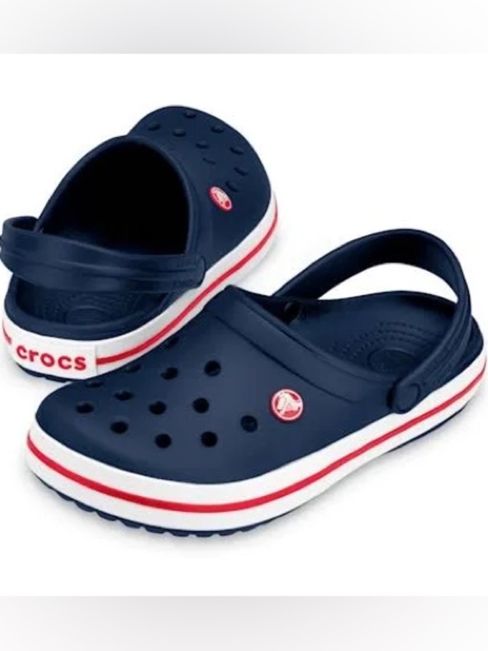 CROCS Kids' Crocband Clog Unisex Shoes Navy with Red Accent Sz C 11